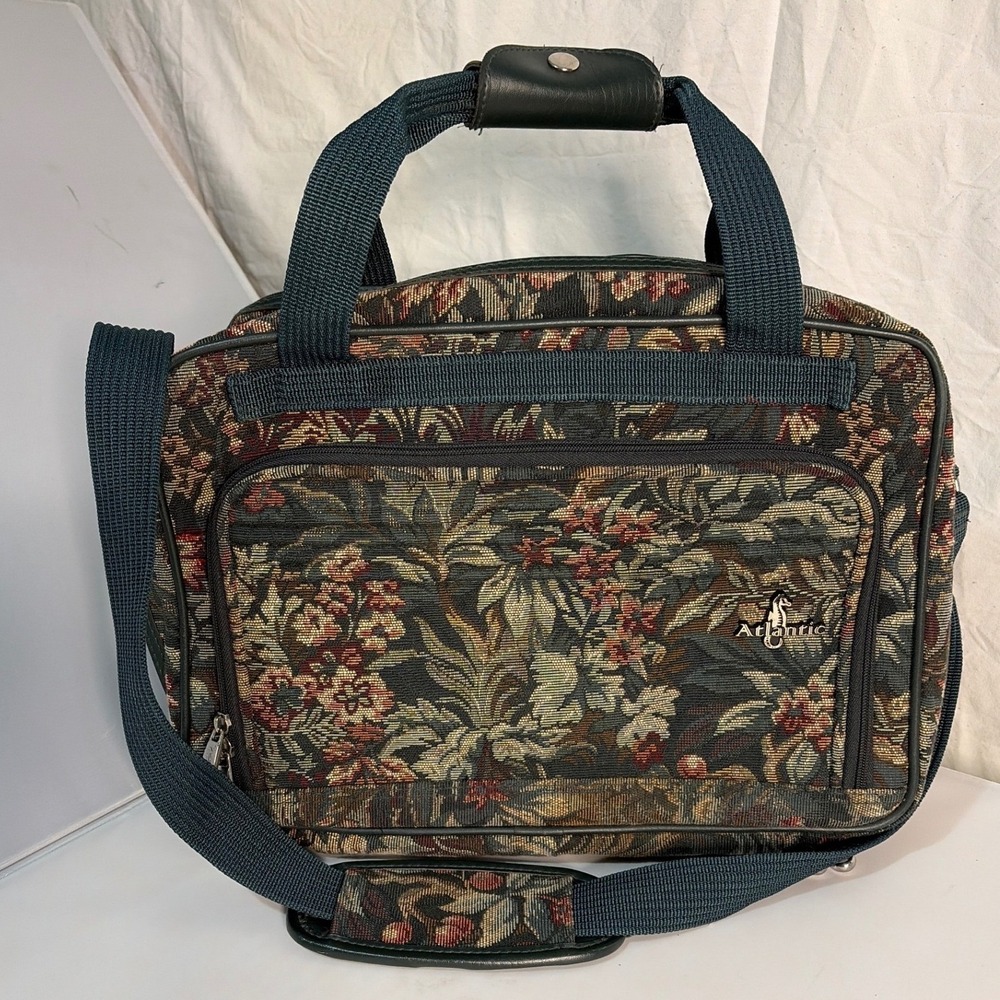 Atlantic Tapestry Floral Travel Bag Organizer Toiletry Case Shoulder Strap Vtg